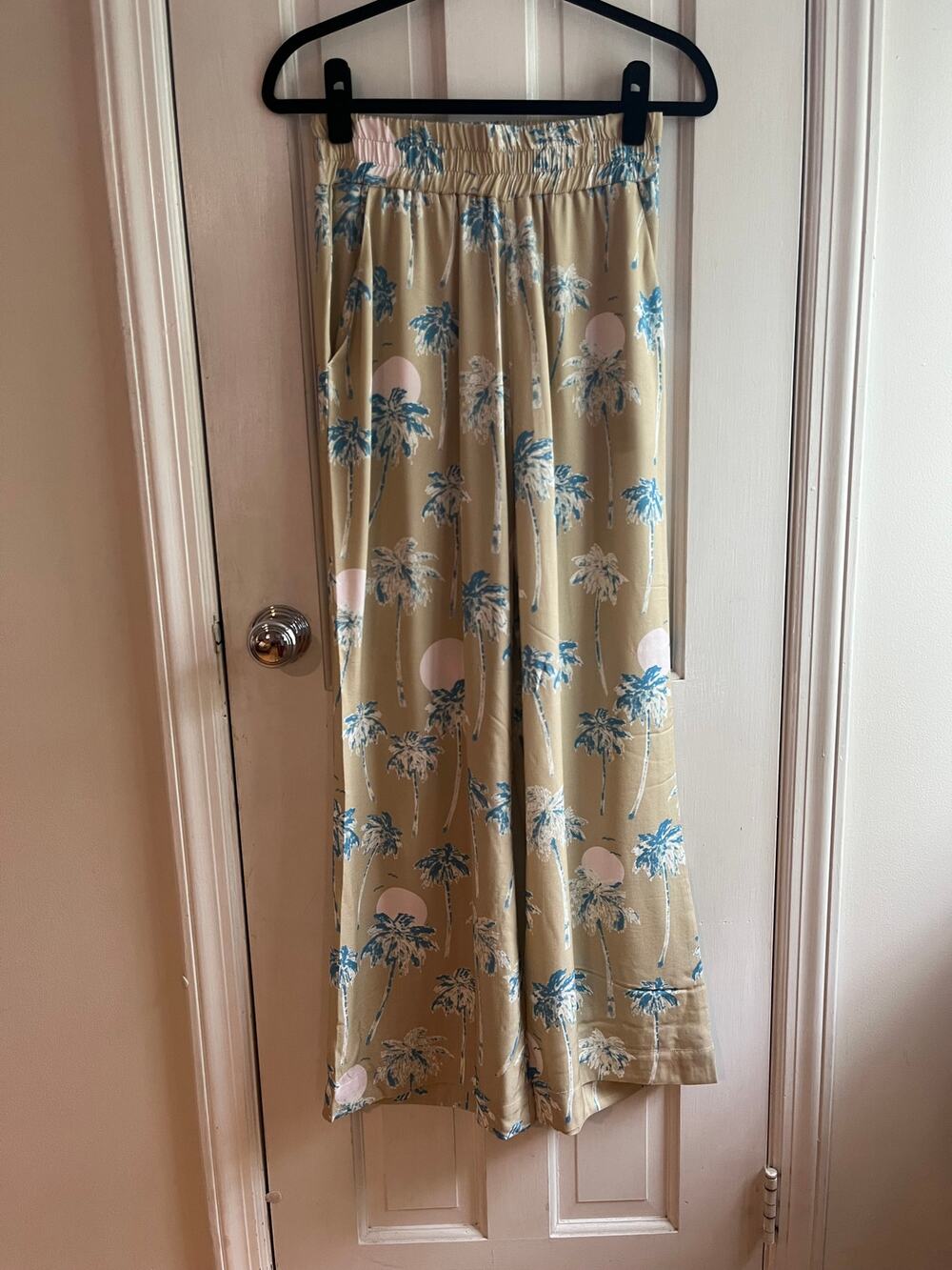 WeSC Iris Safari Palm Printed Wide Leg Pull On Pants Women's XS NWT